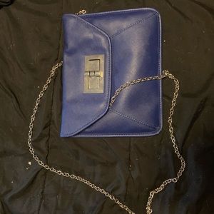 Leather Blue Clutch Purse